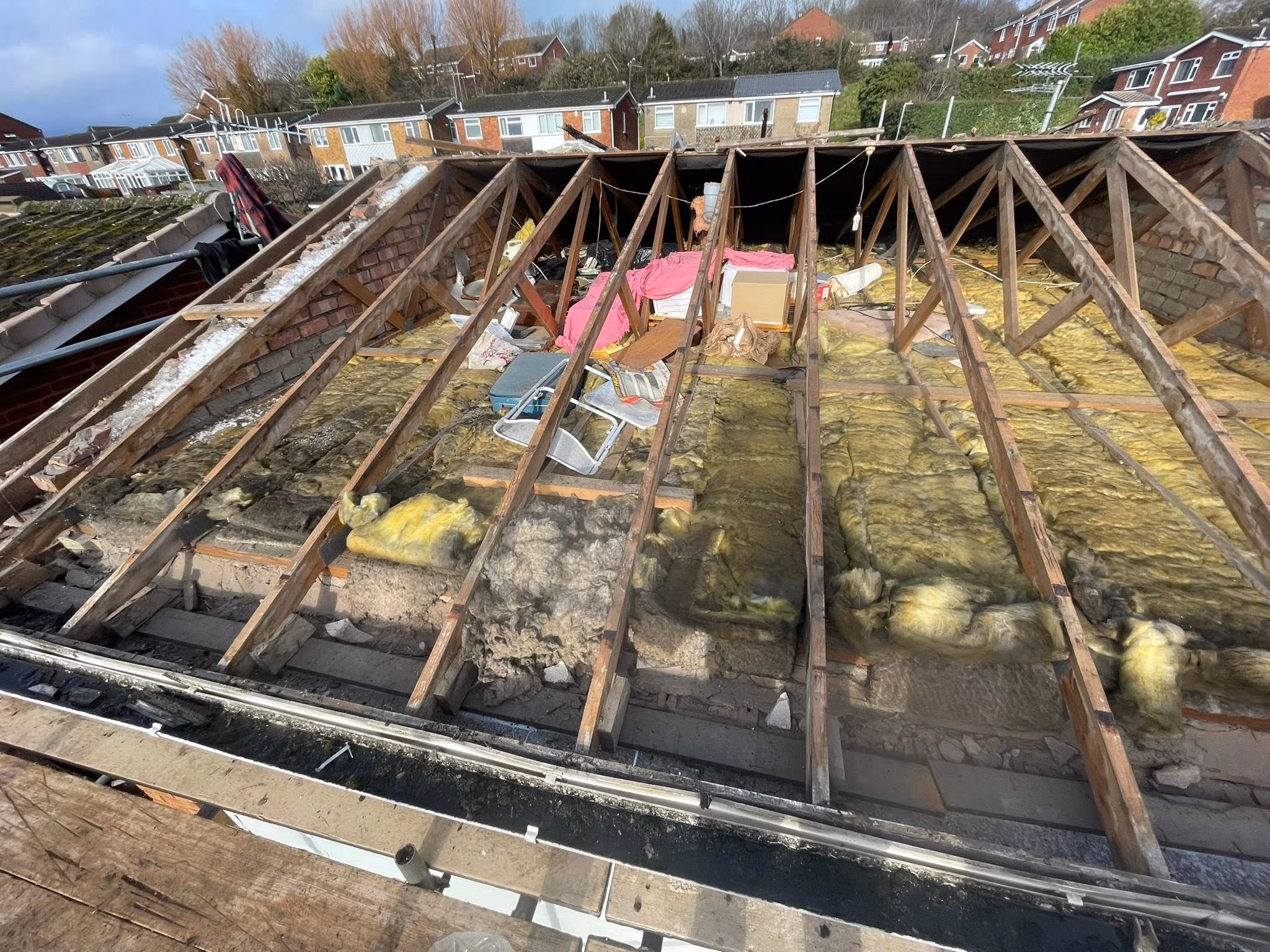 Stripped roof ready for membrane