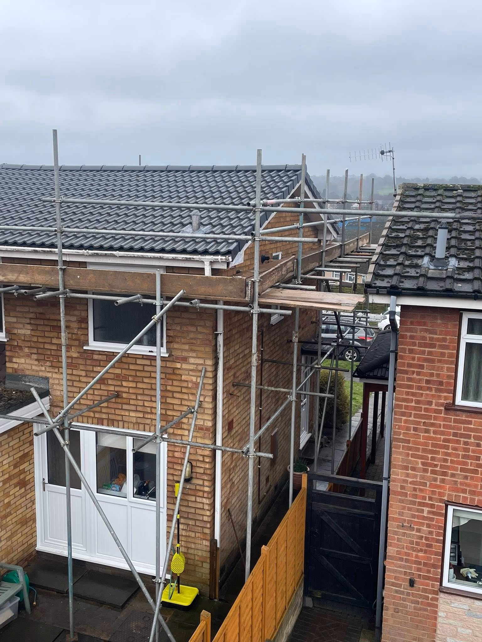 Drone progress shot of re-roof