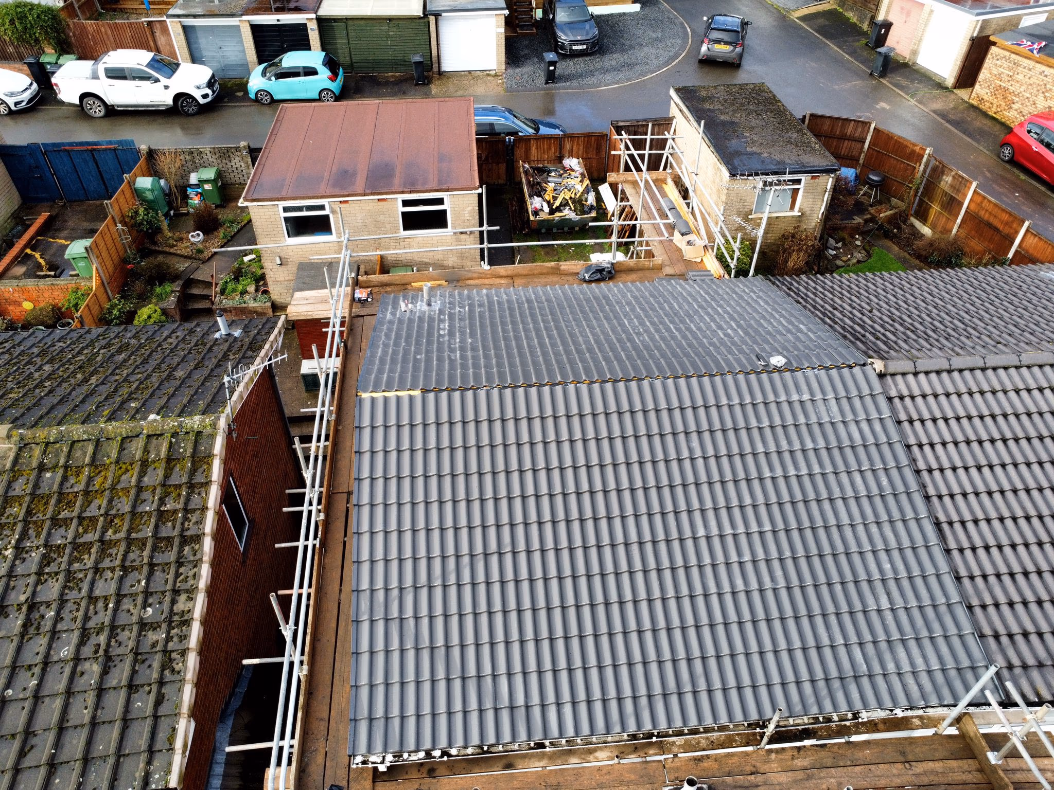 Smithys Roofing Solutions — drone view of a completed tile roof